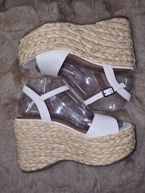 Alisha Platform Wedge Heels Sandals White
